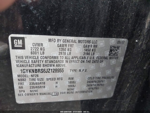 2018 CADILLAC XT5 1GYKNBRS6JZ128955 Photo 8