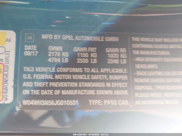 2018 BUICK CASCADA W04WH3N58JG010531 Photo 8