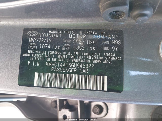 Hyundai dohc gdi gamma 2016 KMHCT4AE5GU945322 Image 9