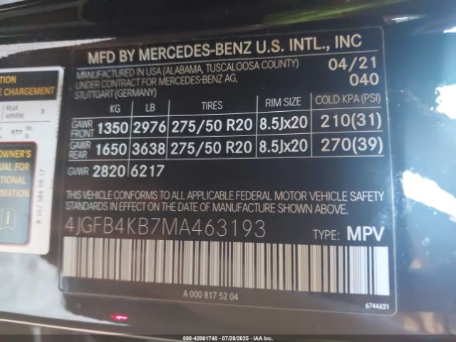 2021 MERCEDES-BENZ GLE 350 4JGFB4KB7MA463193 Photo 8