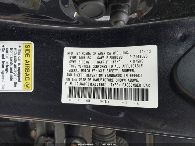 Acura j35z6 2014 19UUA8F39EA001987 Image 9