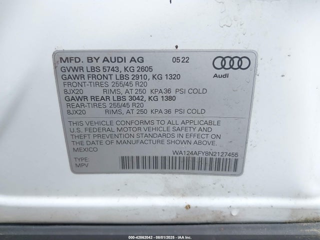 2022 AUDI SQ5 SPORTBACK WA124AFY8N2127455 Photo 8