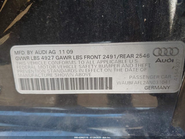 2010 AUDI A4 WAUBFAFL2AN031041 Photo 8
