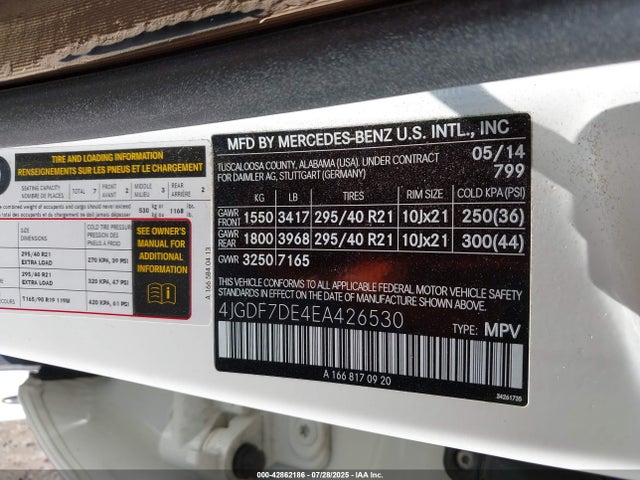 4JGDF7DE4EA426530 Mercedes-Benz 2014