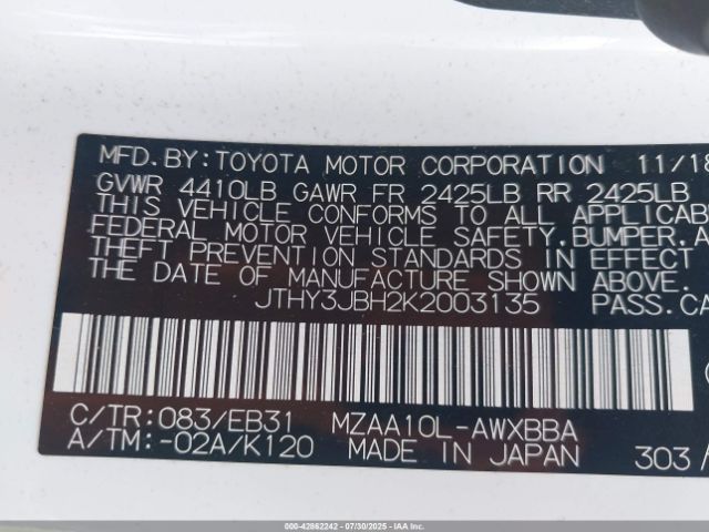 2019 LEXUS UX 200 JTHY3JBH2K2003135 Photo 8