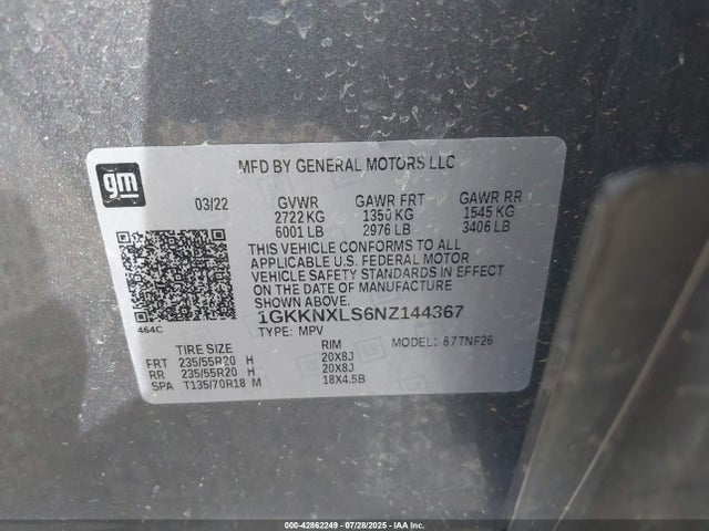 GMC lgx 2022 1GKKNXLS6NZ144367 Image 9