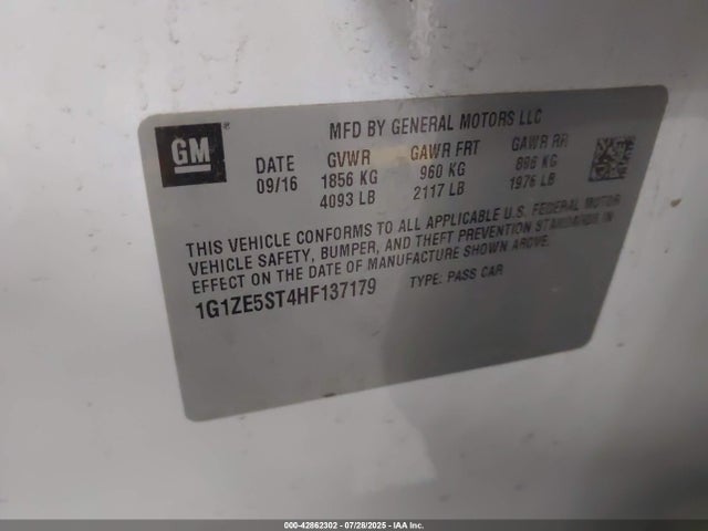1G1ZE5ST4HF137179 Chevrolet lfv - di: direct injection, vvt: variable valve timing, gen 1