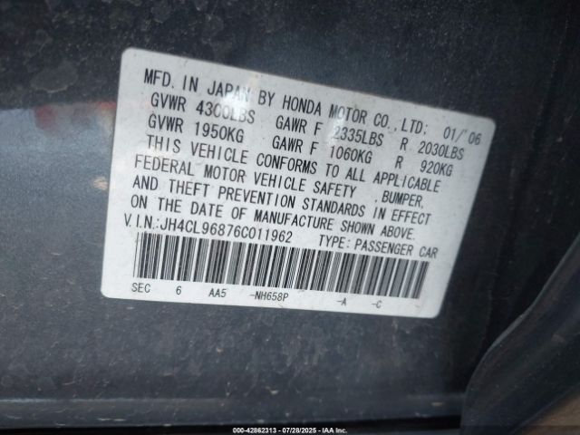 2006 ACURA TSX JH4CL96876C011962 Photo 8