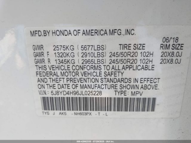 2018 ACURA MDX 5J8YD4H96JL025228 Photo 8