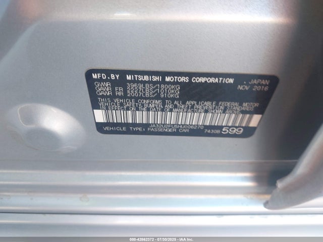 Mitsubishi 2.0 dohc mivec 2017 JA32U2FU5HU006270 Image 9