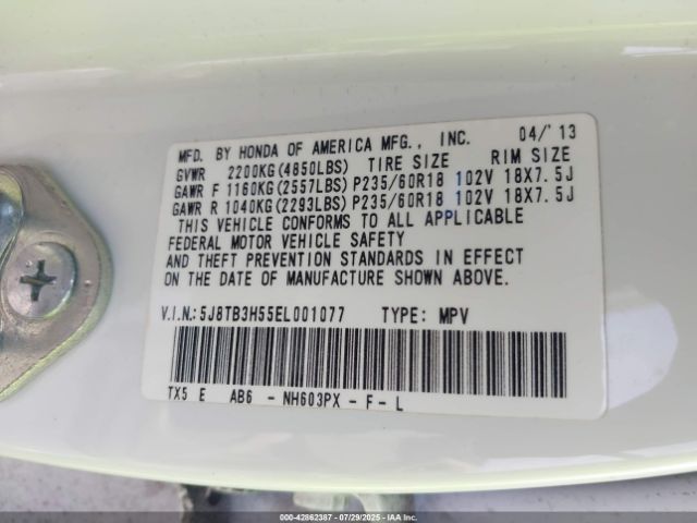 2014 ACURA RDX 5J8TB3H55EL001077 Photo 8