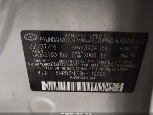 Hyundai Elantra 2017 5NPD74LF8HH112290 Image 9