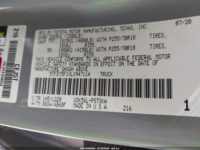 5TFDY5F1XLX947114 Toyota 3ur-fe