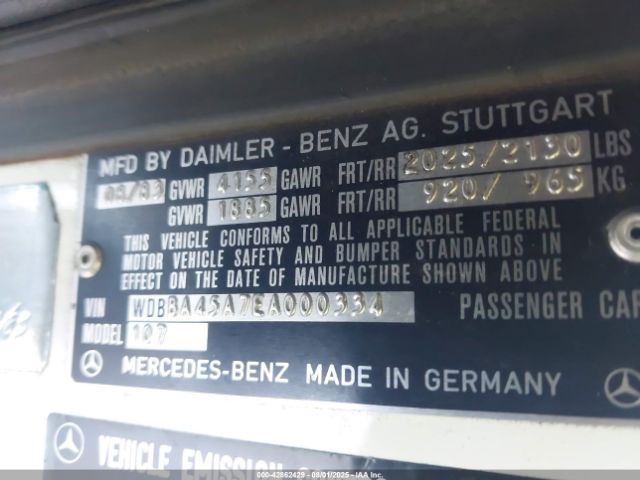 1984 MERCEDES-BENZ 380 WDBBA45A7EA000334 Photo 8