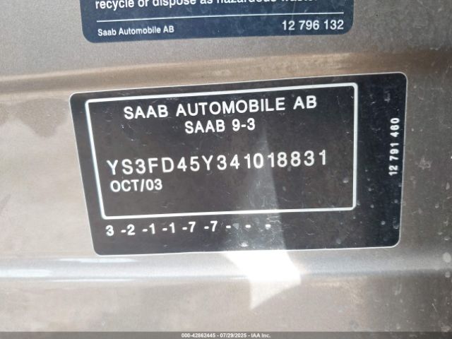 2004 SAAB 9-3 YS3FD45Y341018831 Photo 8