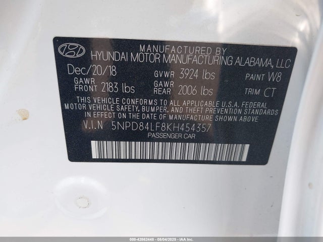 Hyundai mpi nu 2019 5NPD84LF8KH454357 Image 9