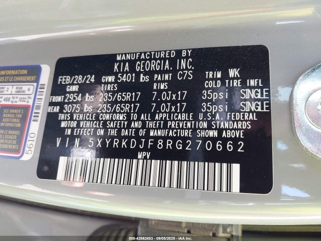 5XYRKDJF8RG270662 KIA t-gdi theta-iii