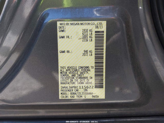 Nissan Altima 2014 1N4AL3AP9EC115622 Image 9