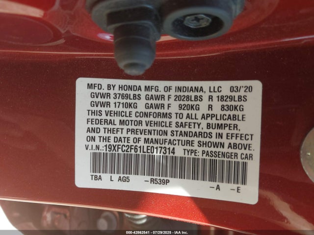 19XFC2F61LE017314 Honda k20c2