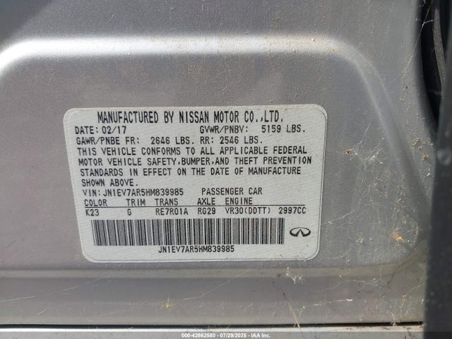 Infiniti 2017 2017 JN1EV7AR5HM839985 Image 9