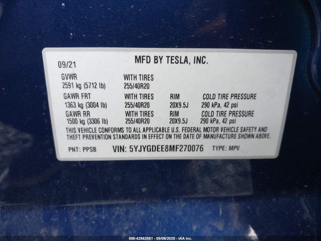 5YJYGDEE8MF270076 Tesla Model Y