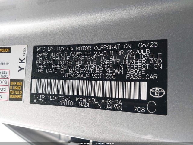 Toyota m20a-fxs, 1vm 2023 JTDACAAU4P3011238 Image 9