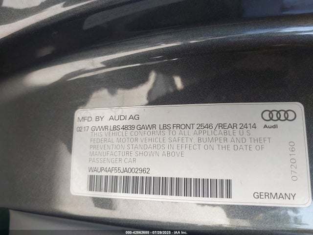 2018 AUDI S5 WAUP4AF55JA002962 Photo 8
