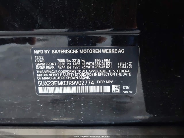 5UX23EM03R9V02774 BMW 2024