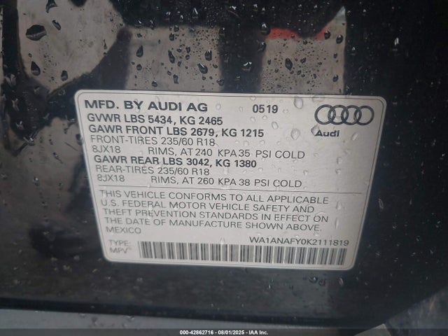 2019 AUDI Q5 WA1ANAFY0K2111819 Photo 8