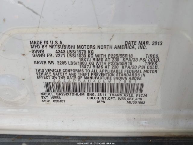 2013 MITSUBISHI OUTLANDER SPORT 4A4AP5AU4DE017061 Photo 8