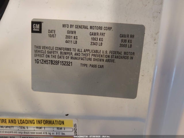 Auction sale of the 2008 Chevrolet Malibu Lt, vin: 1G1ZH57B28F152321, lot number: 42862738