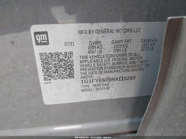 1G1FY6S09N4115269 Chevrolet 2022
