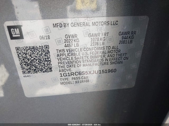 1G1RC6S5XJU151960 Chevrolet l3a - direct injection, variable valve timing, hybrid, gen 1