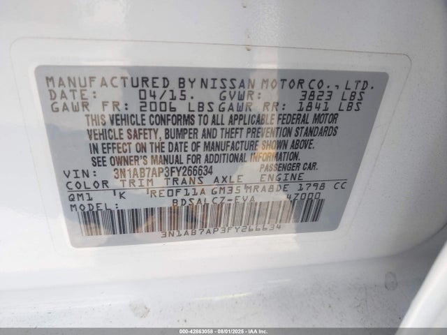 3N1AB7AP3FY266634 Nissan 2015