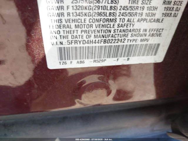 2015 ACURA MDX 5FRYD4H44FB022212 Photo 8