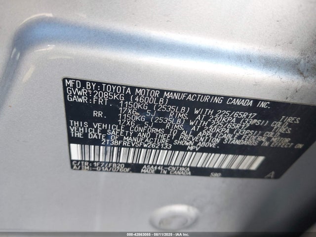 Toyota 2ar-fe 2015 2T3BFREV5FW262133 Image 9
