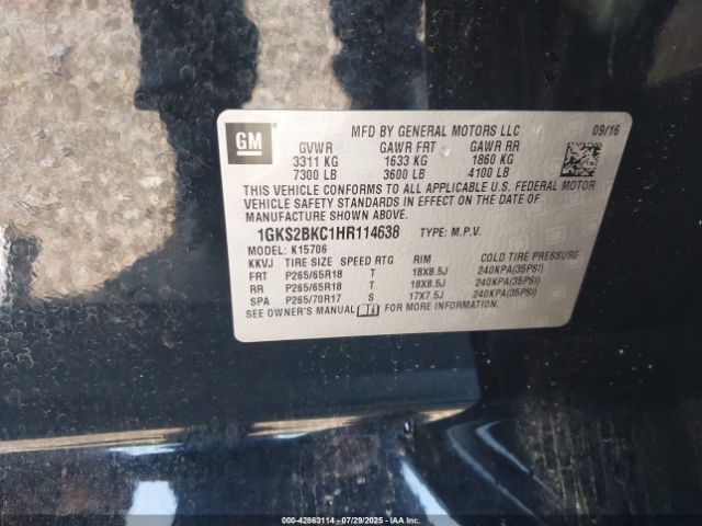 2017 GMC YUKON 1GKS2BKC1HR114638 Photo 8