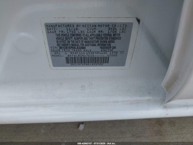 3N1CN7AP8KL833900 Nissan 2019