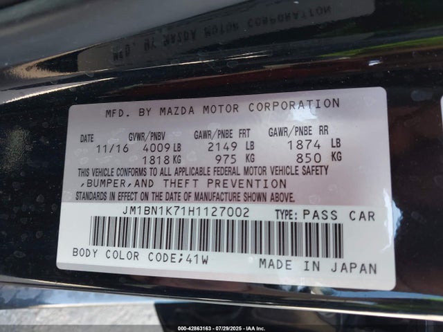 JM1BN1K71H1127002 Mazda pe