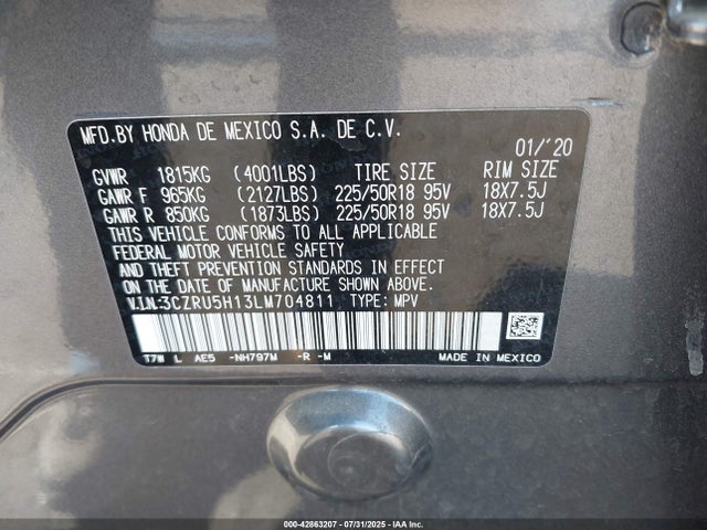 3CZRU5H13LM704811 Honda r18z9