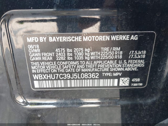 WBXHU7C39J5L08362 BMW X1