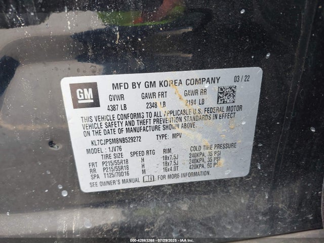 Chevrolet le2 2022 KL7CJPSM8NB529272 Image 9