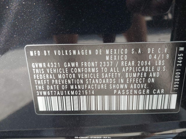 3VW6T7AU1KM021514 Volkswagen Golf GTI
