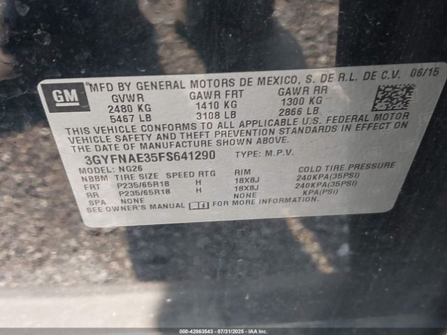 2015 CADILLAC SRX 3GYFNAE35FS641290 Photo 8