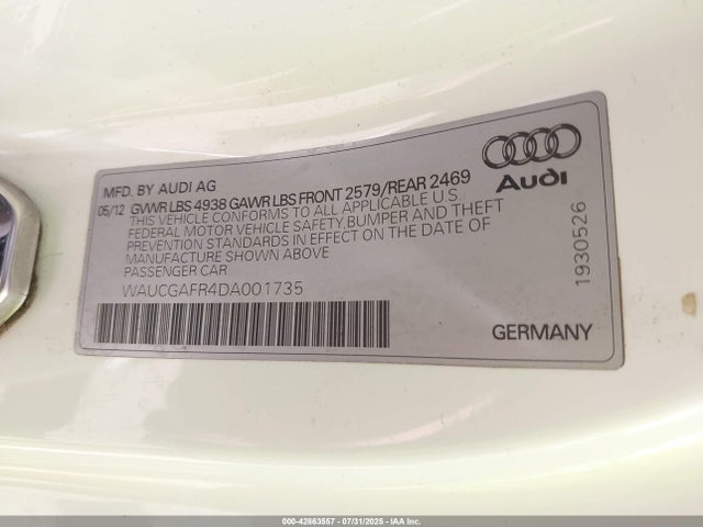 2013 AUDI S5 WAUCGAFR4DA001735 Photo 8