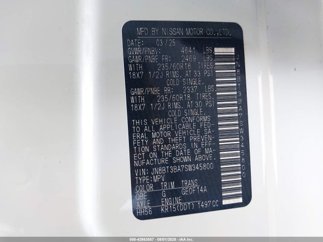 Nissan Rogue 2025 JN8BT3BA7SW345800 Image 9