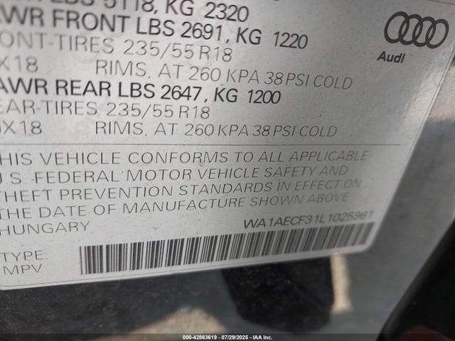 2020 AUDI Q3 WA1AECF31L1025961 Photo 8
