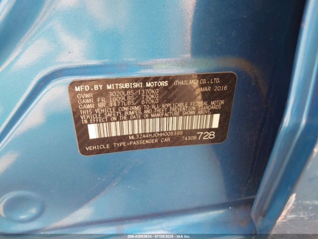 2017 MITSUBISHI MIRAGE ML32A4HJ0HH005399 Photo 8
