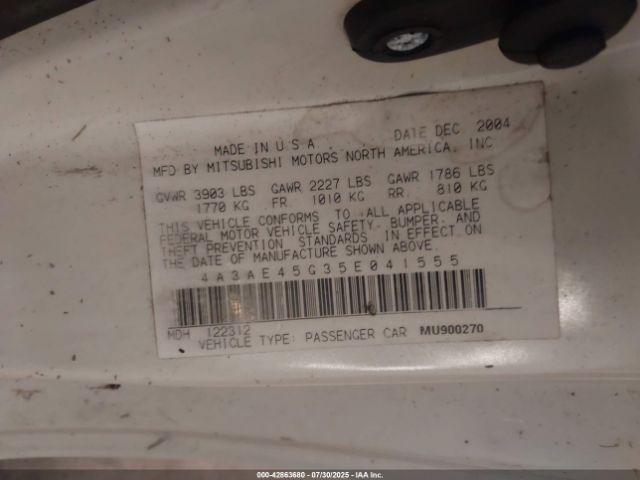 2005 MITSUBISHI ECLIPSE SPYDER 4A3AE45G35E041555 Photo 8