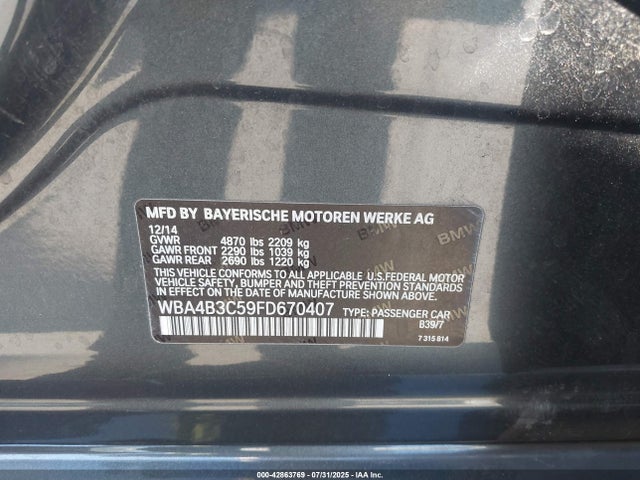 BMW 2015 2015 WBA4B3C59FD670407 Image 9